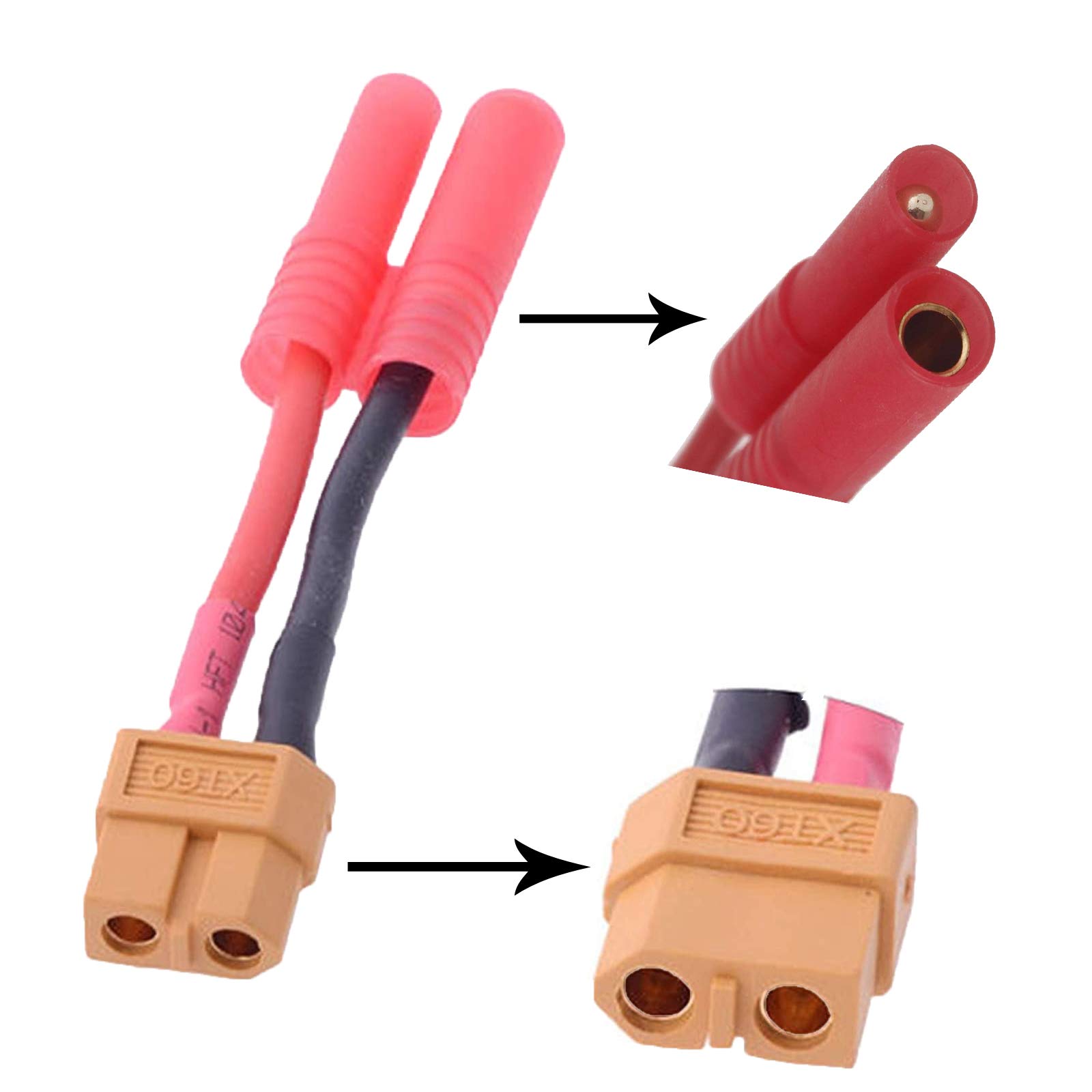 Pièces RC Drone Yiqigou 2 Pièces Connecteurs XT60 Femelle Vers Banane 4mm Avec Équilibrage 2S JST-XH - Câbles Charge LiPo 12AWG Pièces RC Drone Yiqigou 2 Pièces Connecteurs XT60 Femelle Vers Banane 4mm Avec Équilibrage 2S JST-XH - Câbles Charge LiPo 12AWG