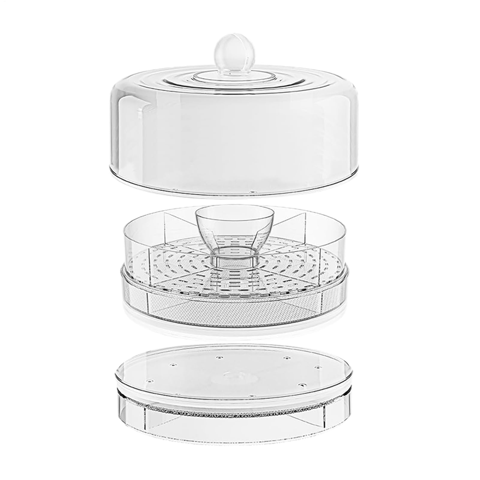 Alzata per torte con coperchio a cupola, vassoio da portata refrigerato, insalatiera e piatto da dessert, porta snack e frutta, vassoio per buffet con coperchio, ideale per cucina e feste