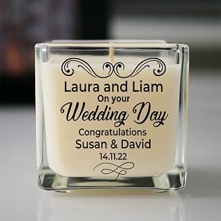 Personalised Wedding Day Candle Hand Poured Scented Coconut and Soy Wax Wedding Candle Customised Wedding Gift