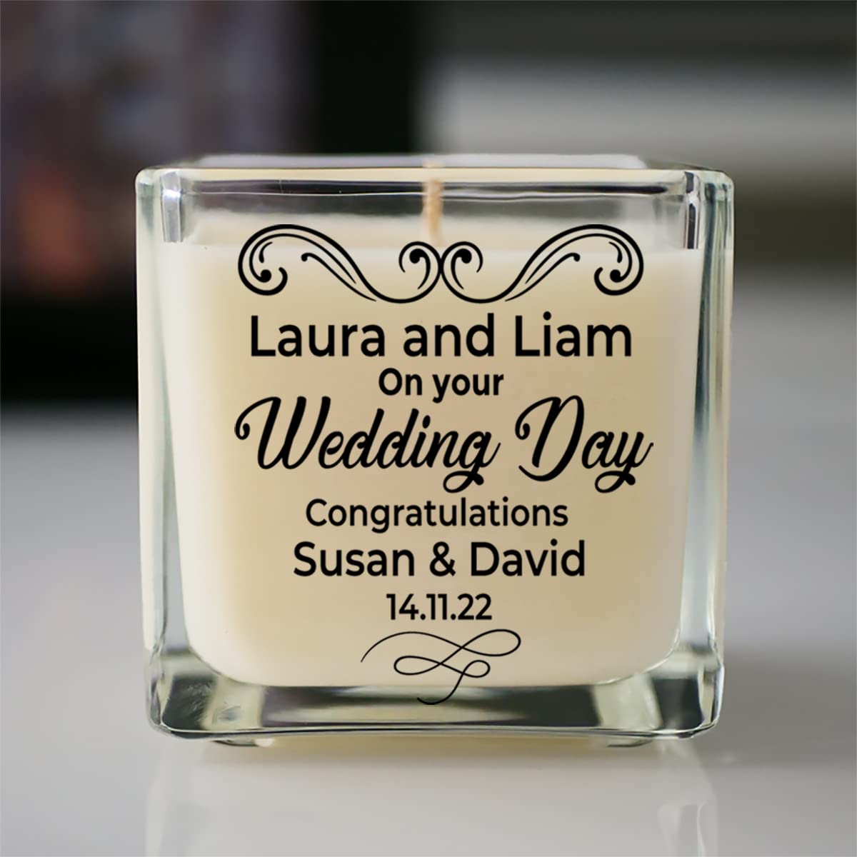 Personalised Wedding Day Candle Hand Poured Scented Coconut and Soy Wax
