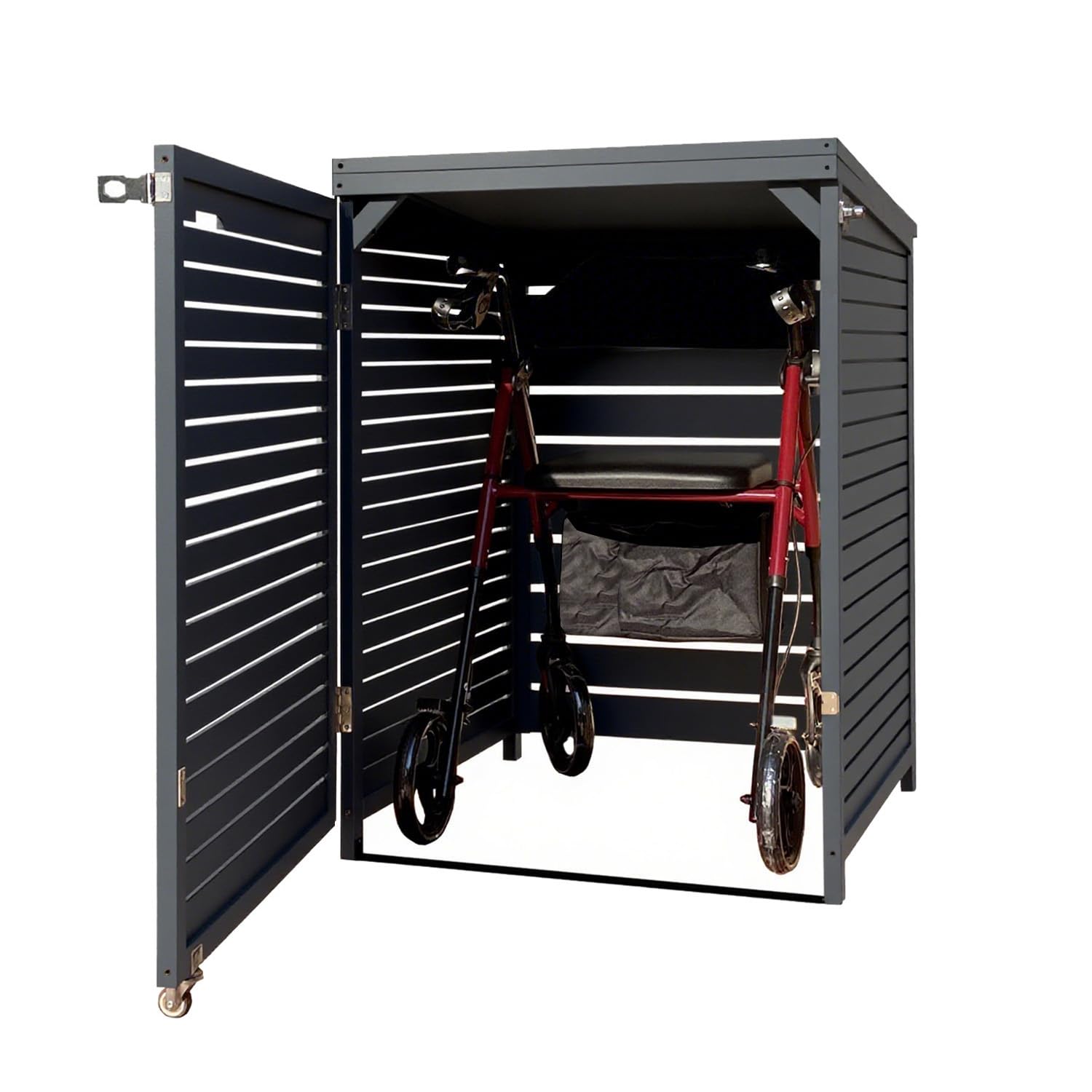 Rollatorgarage Rollatorbox Rollator Garage Multibox abschließbar Holz Aufbewahrungsbox (imprägniert in anthrazit) Geräteschuppen Schrank für Garten