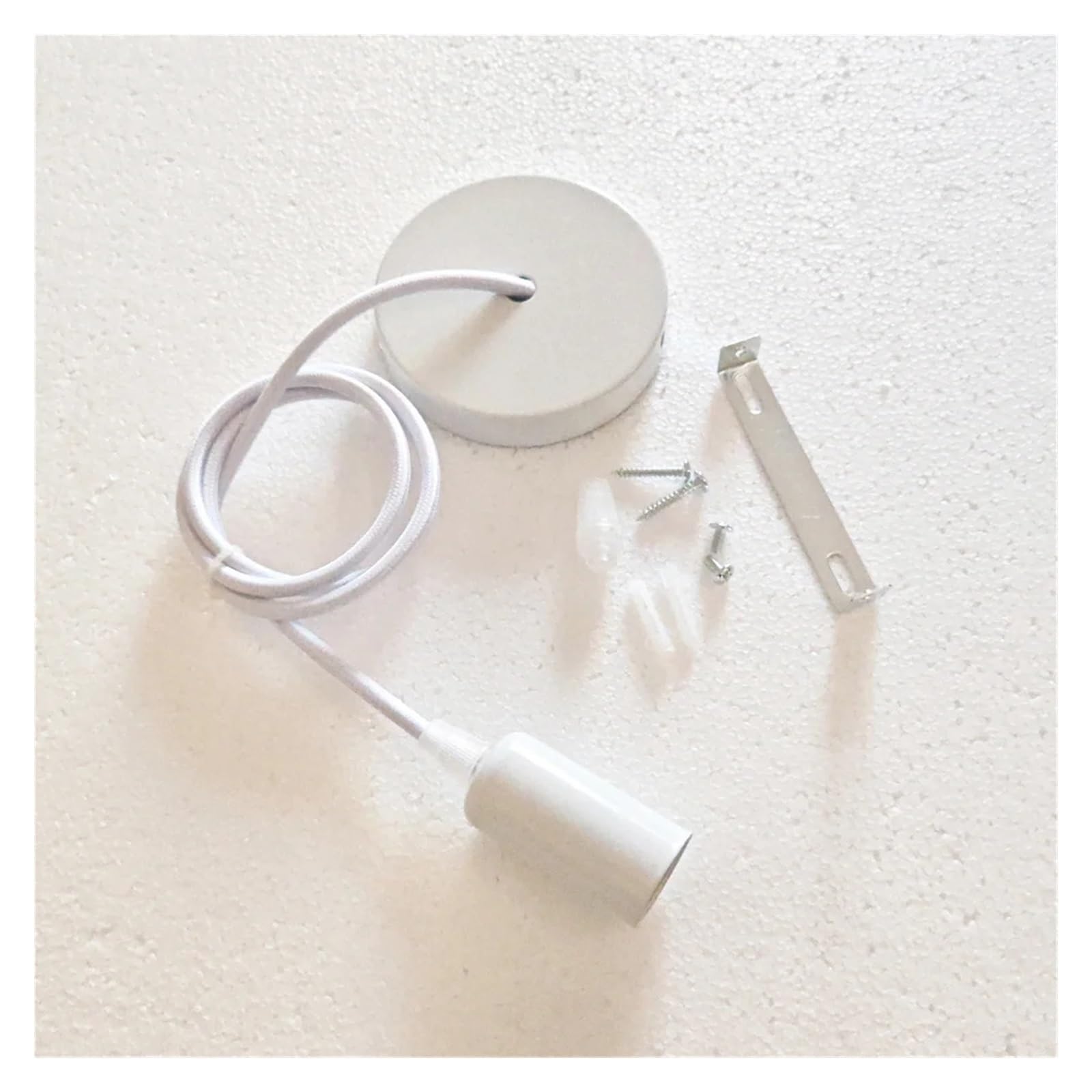 Lampenfassung E14 Hängelampenfassungen mit Kabel DIY einfache Deckenlampenfassungen(1.5m,White-Set)