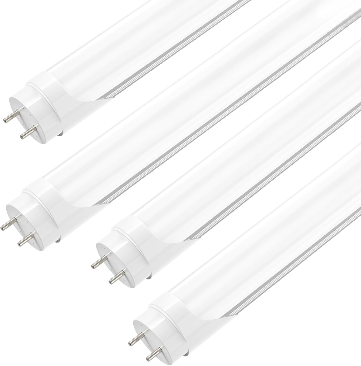 JESLED Fluorescent Light Bulbs 48 inch T8 LED Bulbs 4 Foot Type A+B,24W,3200LM, 6000K, Single or Double End Powered,T10 T12 65W Equivalent Fluorescent for Office,Workshop Light,Frosted 4Pack