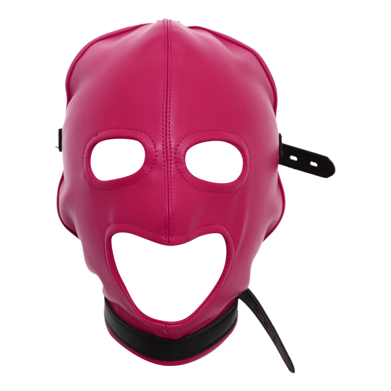 Aislor Leather Full Face Mask Gothic Prom Masquerade Holes Head Cover Adjustable Hood Hollow Out Headgear For Party Purple Red with Three Holes One Size — image 1