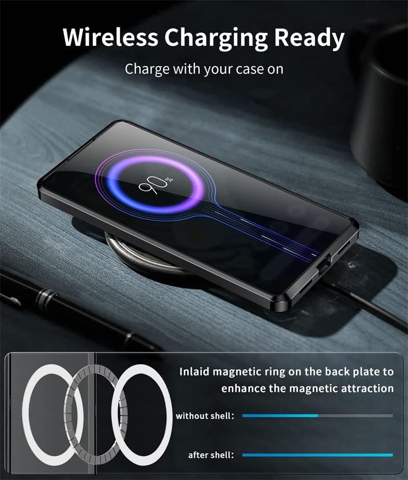 Miniatura 2 de Guizzcg Funda magnética de metal para Goo gle Pixel 7 Pro compatible con carga inalámbrica bloqueo de seguridad Cubierta protectora translúcida de