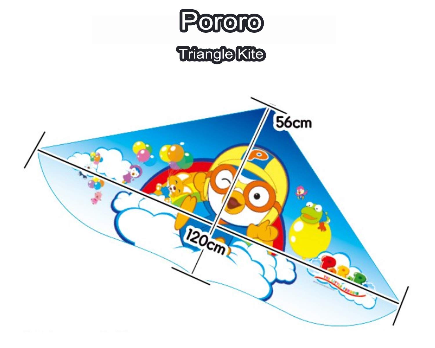 BNC Pororo Triangle Kite, for Kids Easy to Fly Cartoon Pororo Character, Toy Korean Traditional Kite Set, Made in Korea
