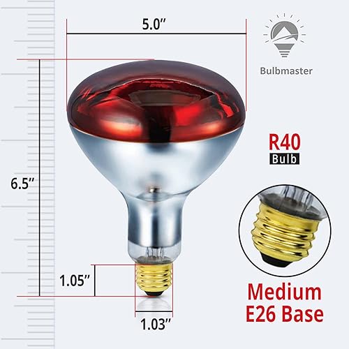 Miniatura 8 de BULBMASTER Lámpara de calor roja R40 de 250 vatios bombillas de inundación reflector infrarrojo incandescente base E26 paquete de 1