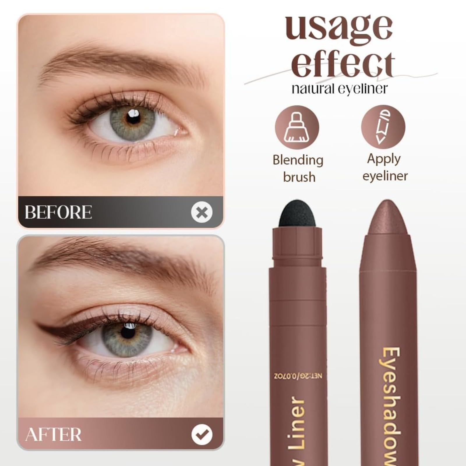 Delineador de ojos resistente al agua, 2026 nuevo mate de secado rápido, lápiz de ojos negro con esponja Shadow Liner 2 en 1, delineador de ojos, sombra de ojos, resistente a las manchas, delineador