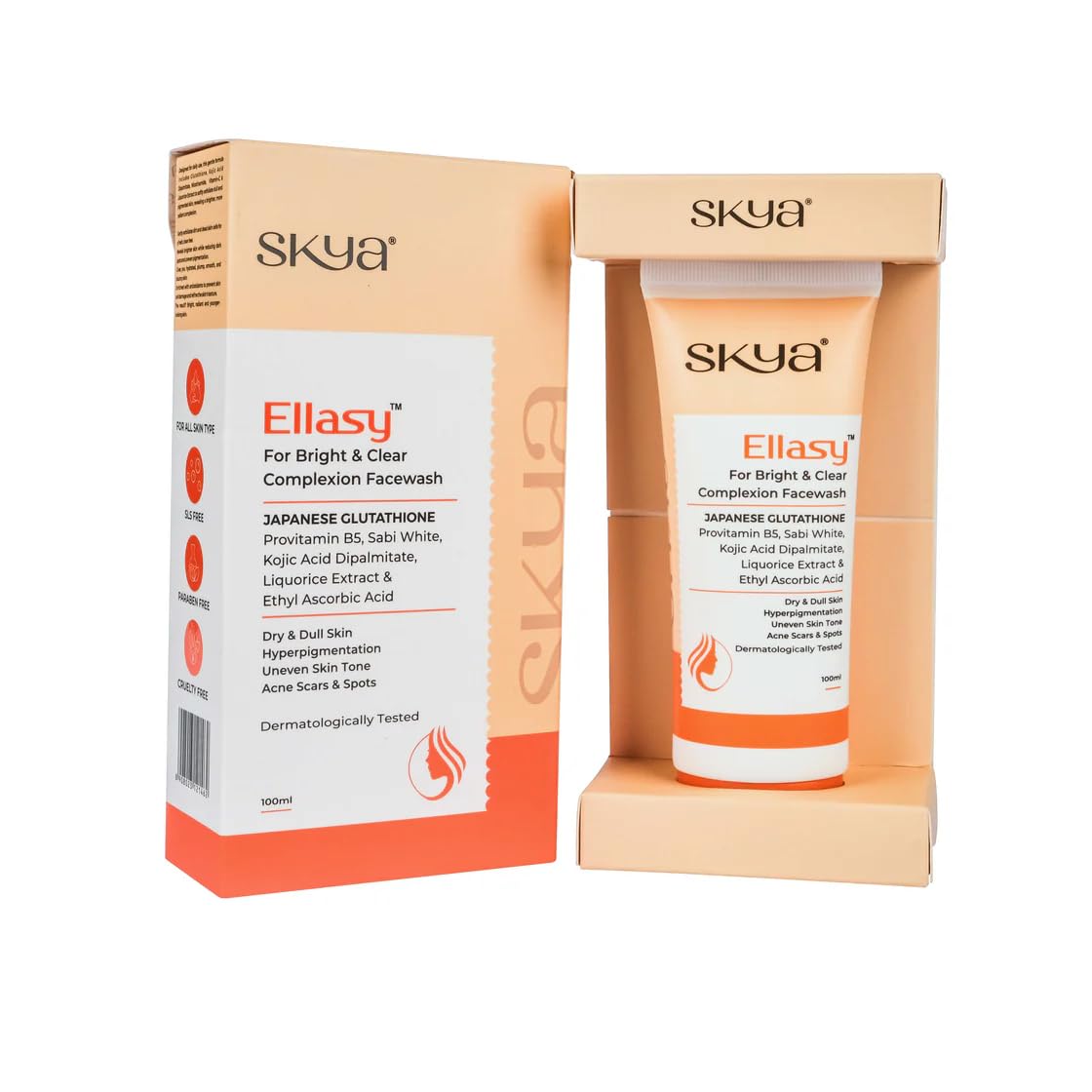 Skya Ellasy Bright & Clear Complexion Face Wash with Japanese Glutathione, Kojic Acid & Vitamin C