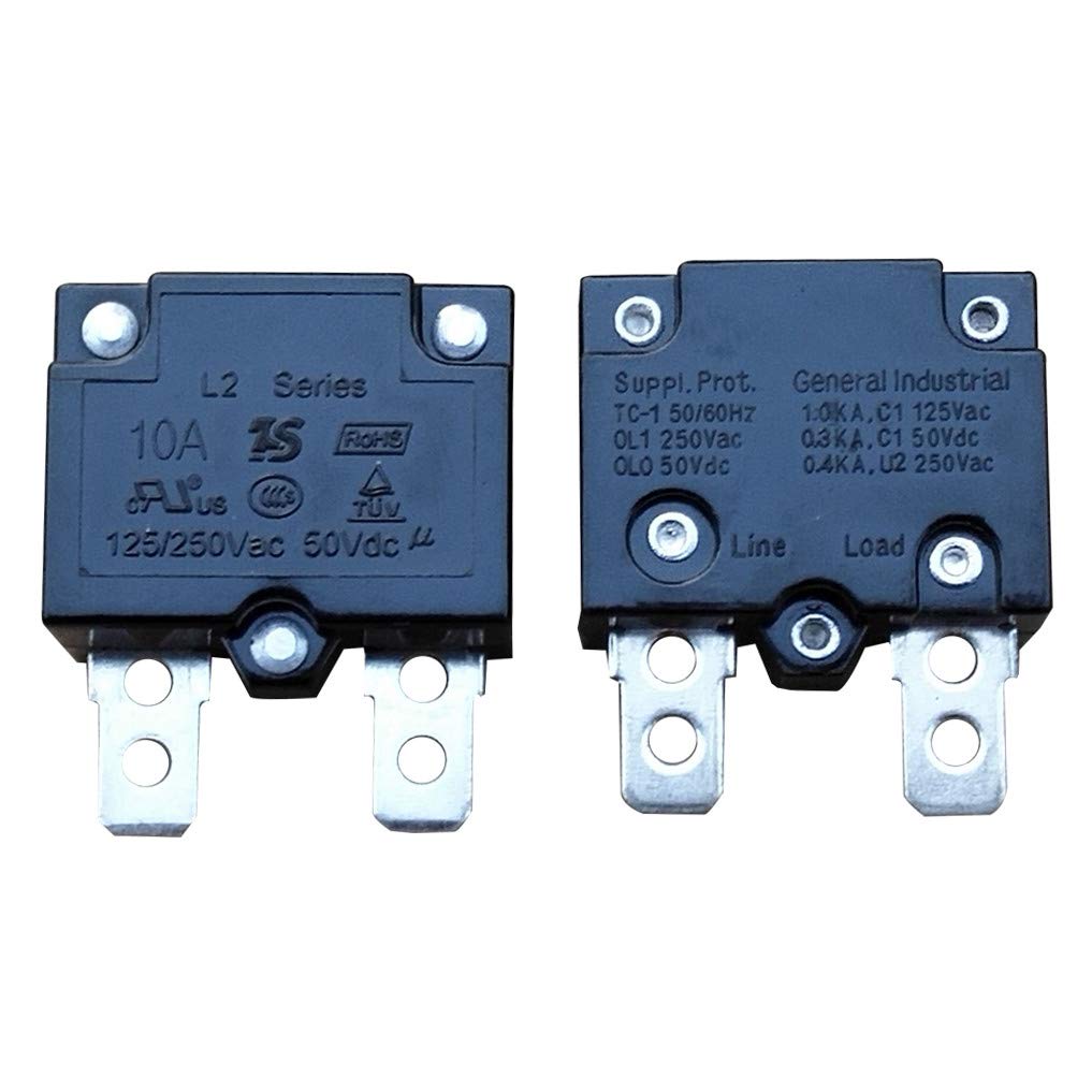 WELLYE 2Pcs 10A 125/250Vac 50Vdc Automatic Reset Relay Fuse Therma Switch Circuit Breaker