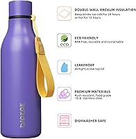 Vista 122 de BJPKPK Botellas de agua aisladas, botella de agua de metal de acero inoxidable de 18 onzas con correa, termo a prueba de fugas sin BPA, tazas