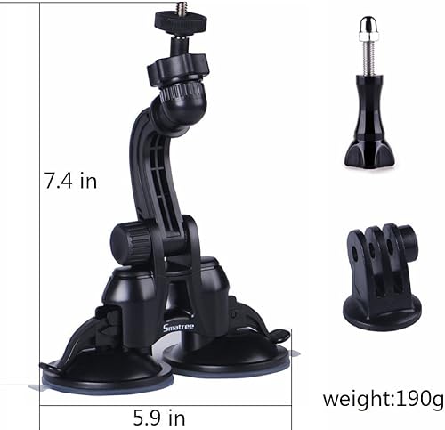 Miniatura 3 de Smatree Soporte de doble ventosa, soporte de coche compatible con Gopro Hero 1110987Max6543+3, AKASO, DJI OSMO cámara de acción, mayor potencia de