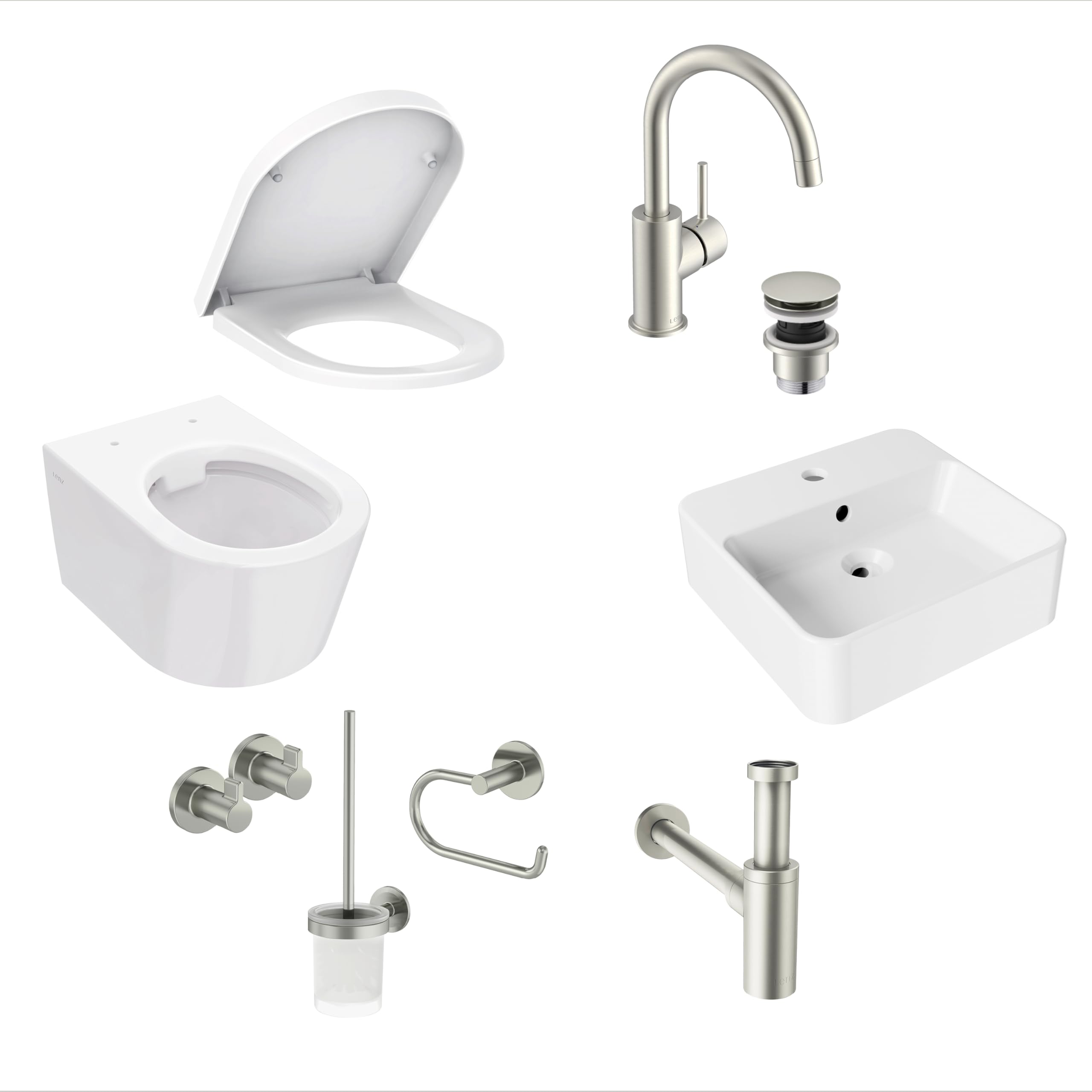 Set de baño Lenz PERFECT Fit en acero inoxidable con acabados de lujo