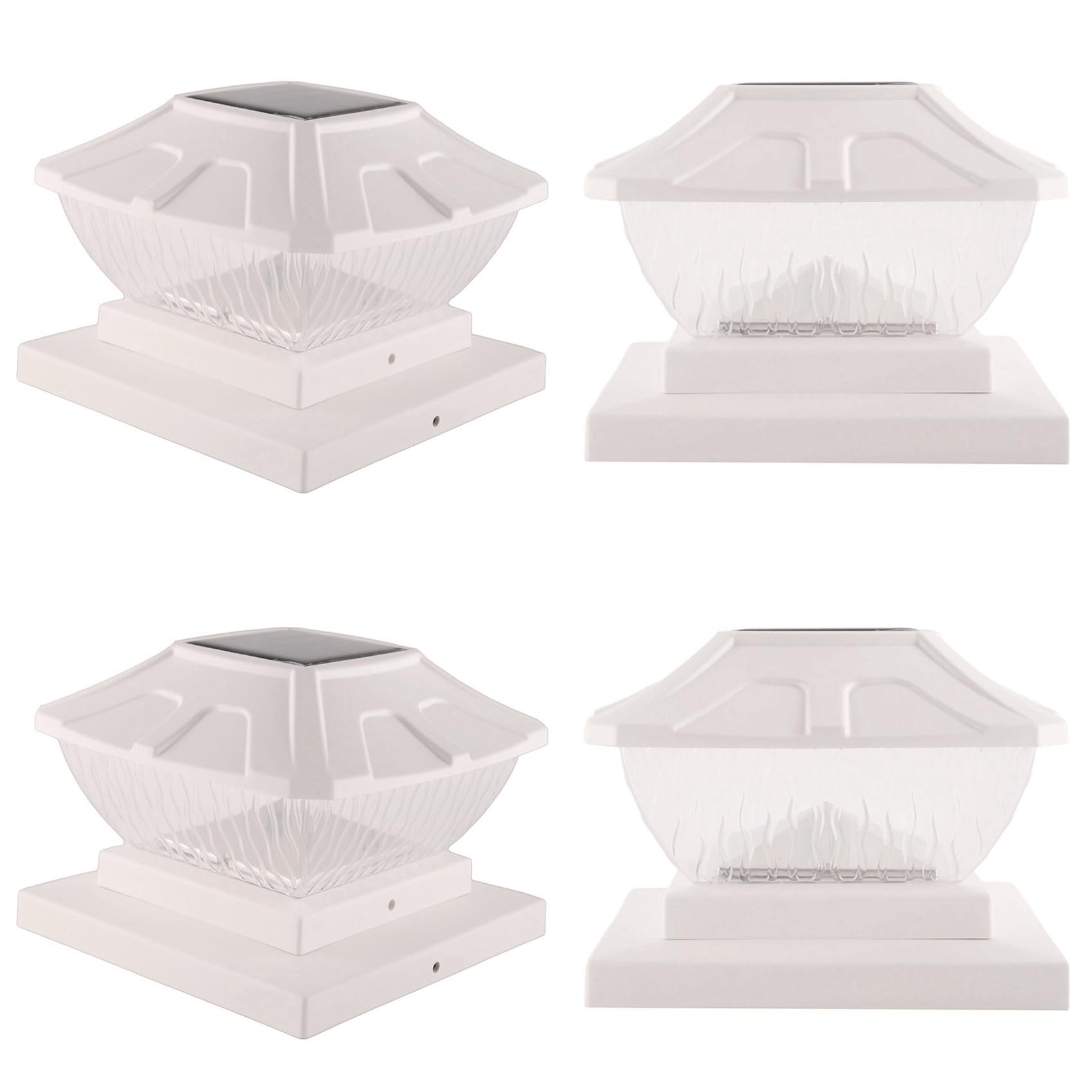 Istovo White Solar Post Cap Lights Outdoor - 4 Pack 2 Modes Solar Deck Fence Lights, Ip65 Waterproof Solar Powered Light Posts