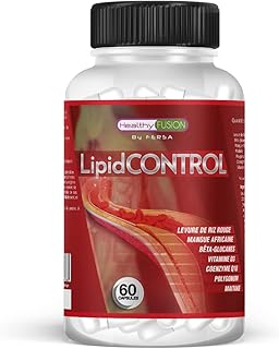 Healthy Fusion, Lipid Control | Traitement Puissant du Cholestérol | Réduit et Régule les Niveaux de Cholestérol | Levure de Riz Rouge | Coenzyme Q10 | Resvératrol | Vitamine D | 60 Unités