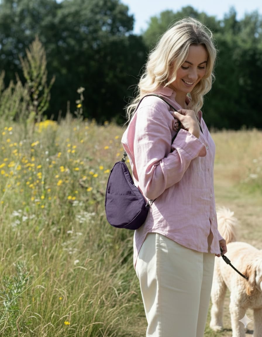 AmeriBag 10" Healthy Back Bag Nylon Ergonomic Crossbody Sling Baglett for Everyday Use, Travel & Walking Comfort - Image 11