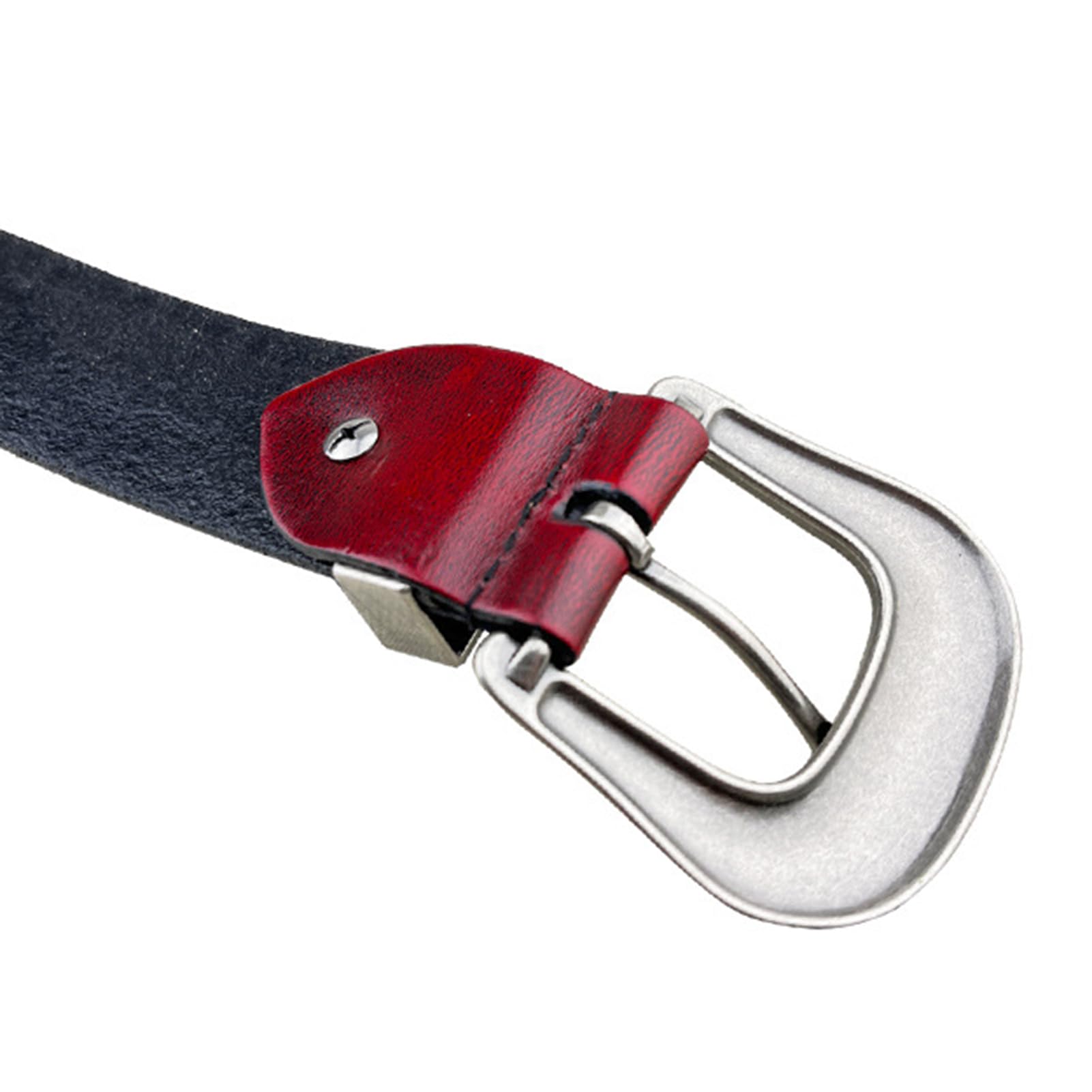 Cinture Occidentali in Vera Pelle Goffrata per Uomo E Donna con Fibbia Floreale Incisa in Argento Larga 3,8 Cm per Cowboy E Cowgirl(110cm/43, Red)
