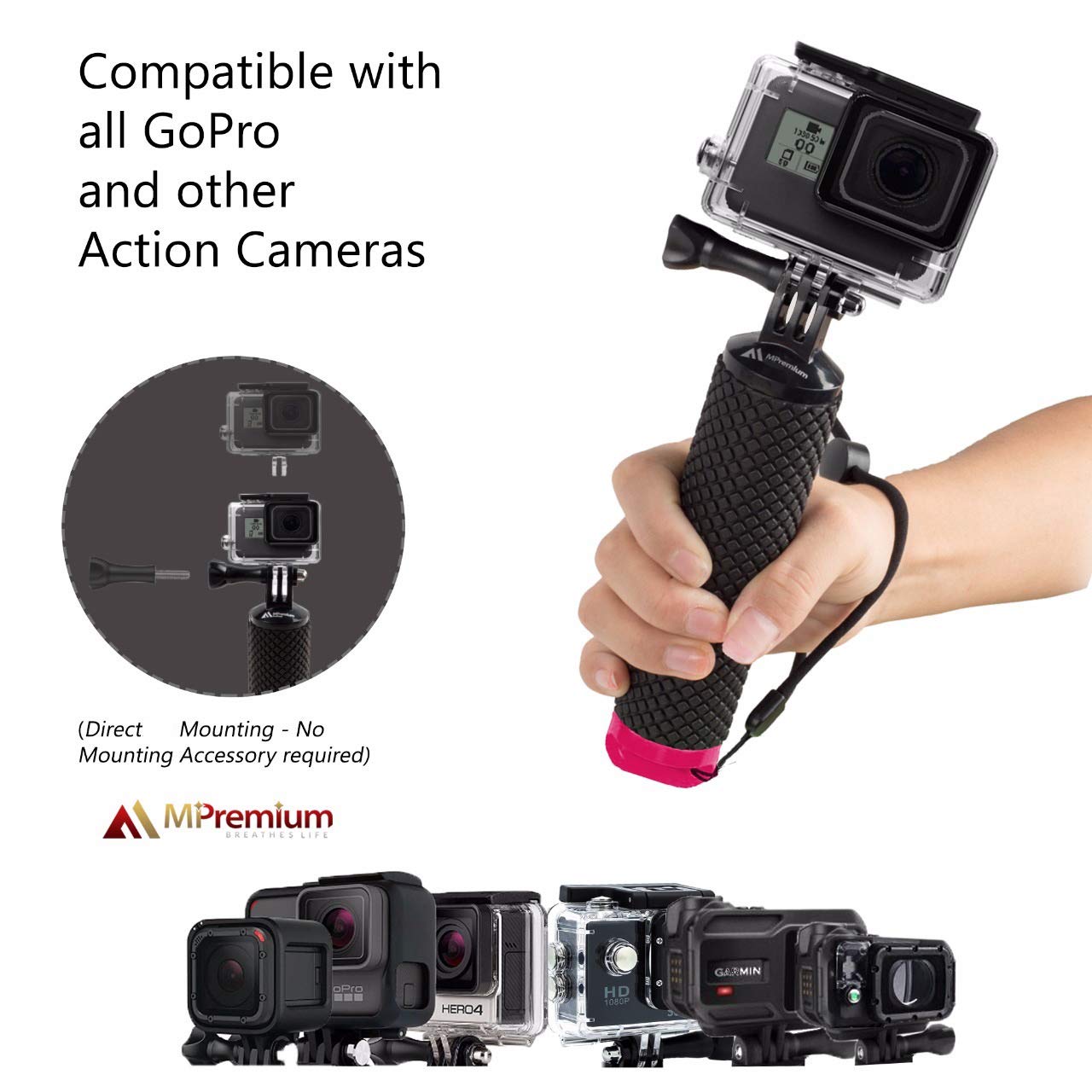 Amazon | 防水フローティングハンドグリップ GoPro Hero 12 11 10 9 8 