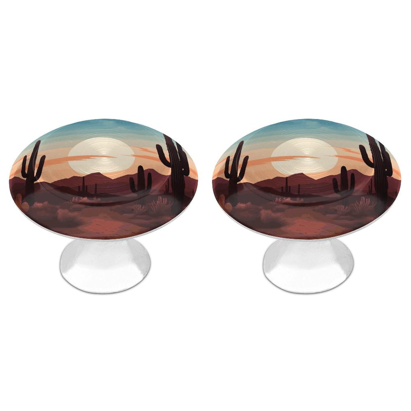 LPSADGF Desert with Cactus Cabinet Knobs 2-Pack Stainless Steel Cabinet Pulls Vintage Drawer Pulls Handles for Kitchen Cabinets, Bathroom, Wardrobe Easy Install