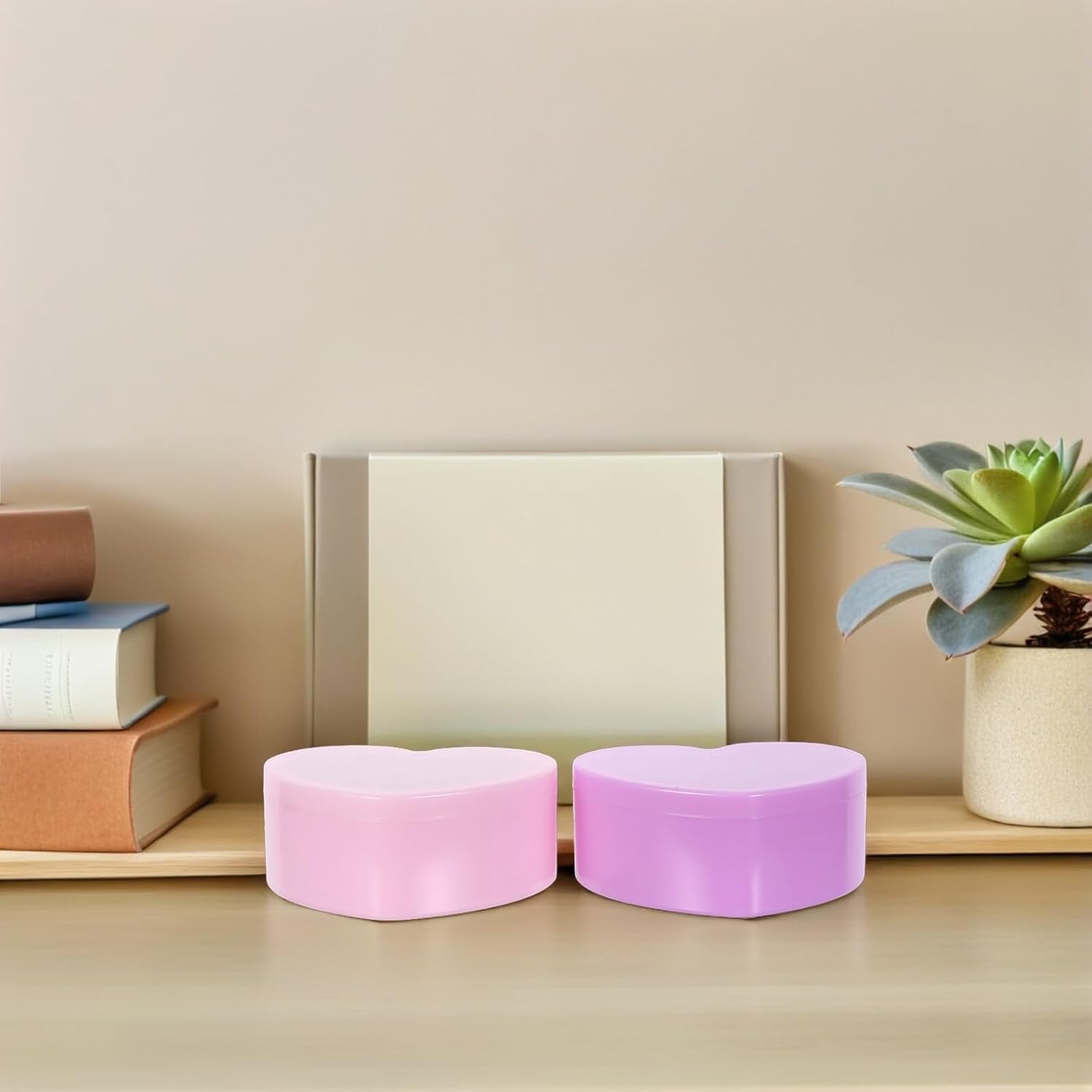 CHILDWEET Heart-shaped Double-layer Jewelry Box with Mirror, Mini Trinket Storage Case for Hair Accessories and Earrings, 2pcs in Light Pink and Light Purple, ’s Jewelry Organizer