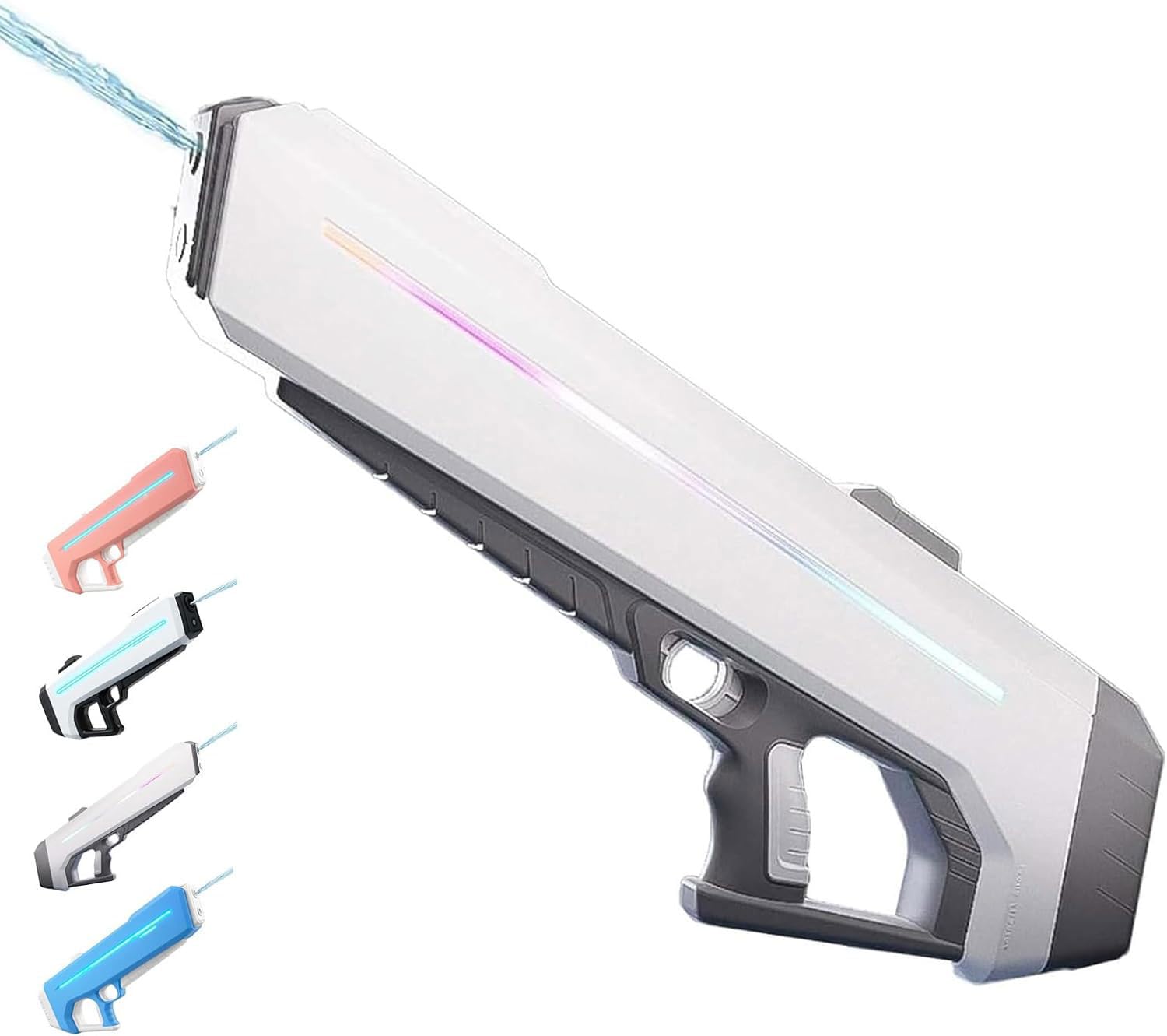 RapidJet Pro - Electric Pulse Water Gun,Automatic One-Button Refill,Elektrischer Puls-Wasserwerfer,Wasserspritzpistole mit LED Licht,Wasserpistole Erwachsene und Kind für Pool Garten Strand (Grau)