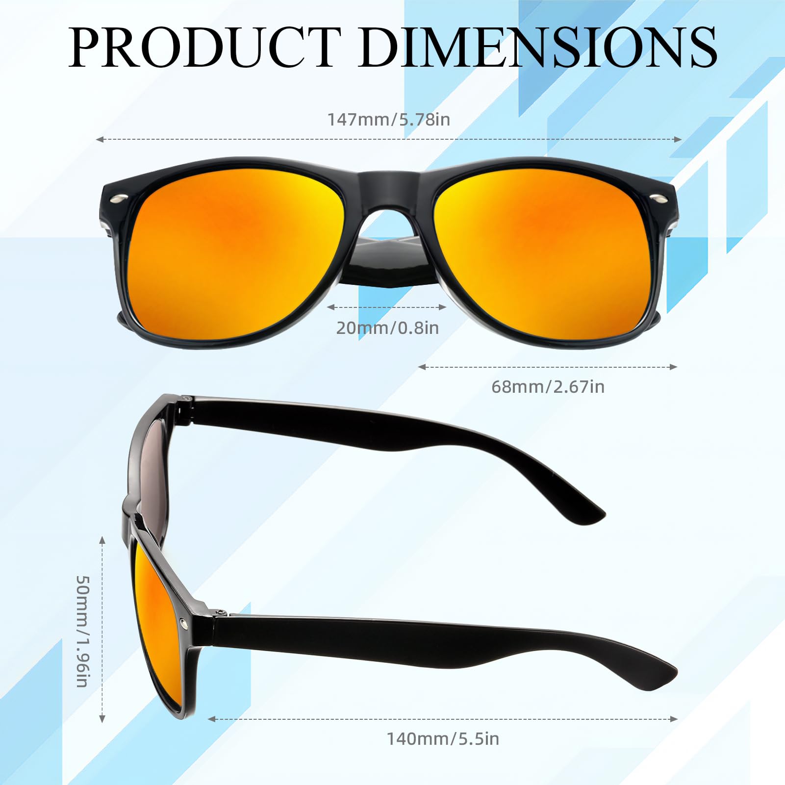 SUNOVELTIES Paquete de docenas de lentes de sol retro negros espejados clásicos con borde de cuerno para hombres y mujeres para cumpleaños, despedidas de soltera, fiestas de vacaciones de verano