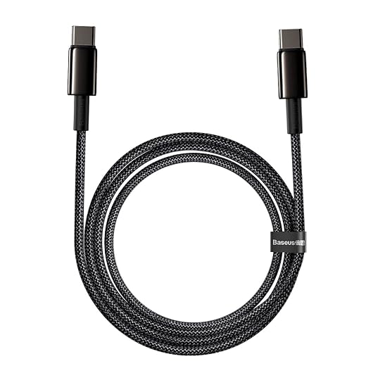 Cabo Tipo C para Tipo C Baseus Tungsten Gold 100W 2m Preto