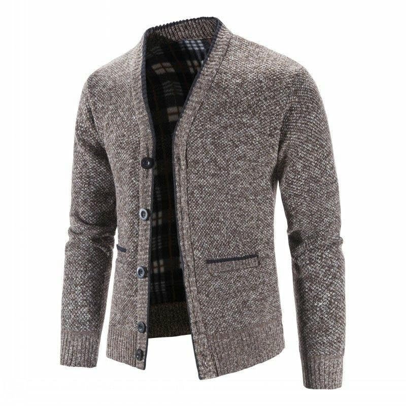Jersey de punto de cachemira para hombre con forro polar invierno ropa abrigo 4