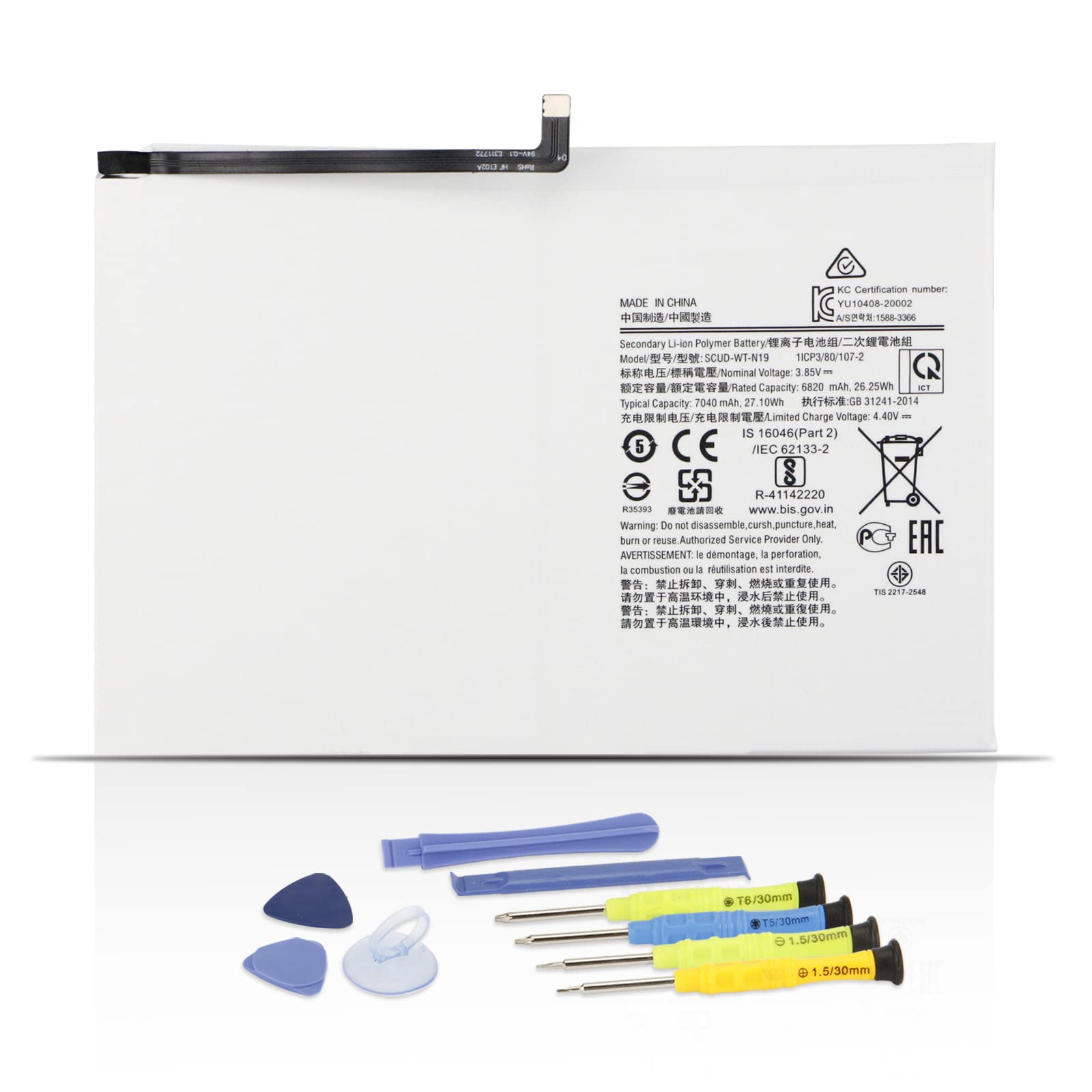 SCUD-WT-N19 Tablet Batteria per Samsung Galaxy Tab A7 10.4 (2020) SM-T500 SM-T505 SM-T500N SM-T505N SM-T503 SM-T507 SM-T507N WiFi LTE Cellular 10.4" Replacement Battery with Tools 27.1Wh 7040mAh