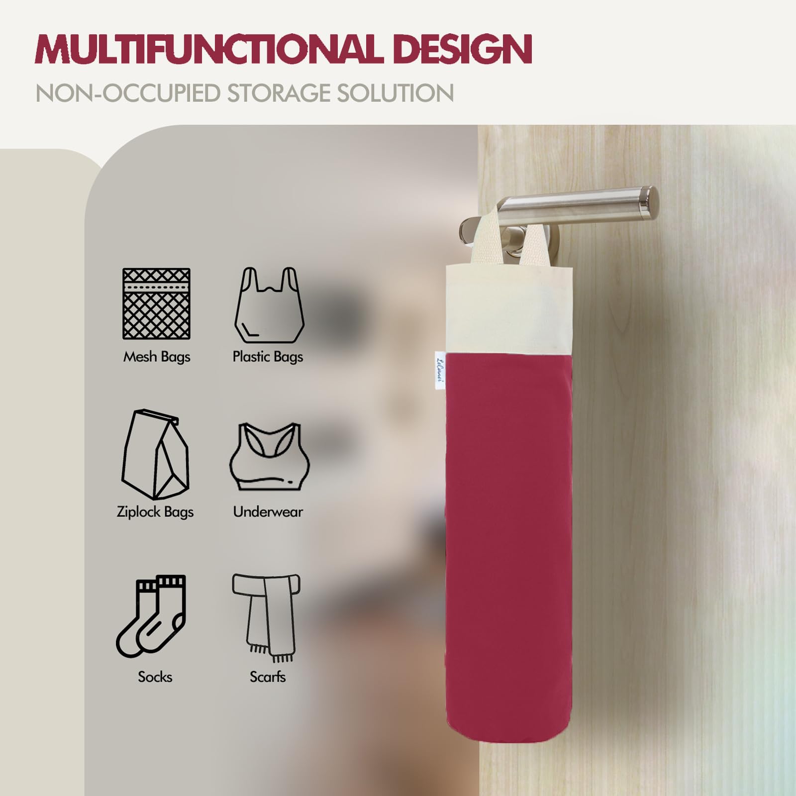 Soporte para bolsas de plástico, soporte de pared para almacenamiento de bolsas de plástico, organizador de bolsas de basura de algodón para compras, dispensador grande de bolsas de basura