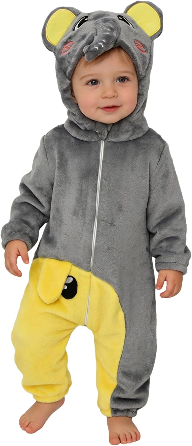 Moily Unisex Baby Animal Costume Toddler Hooded Romper Jumpsuit with Tail Halloween Cosplay Outfits
