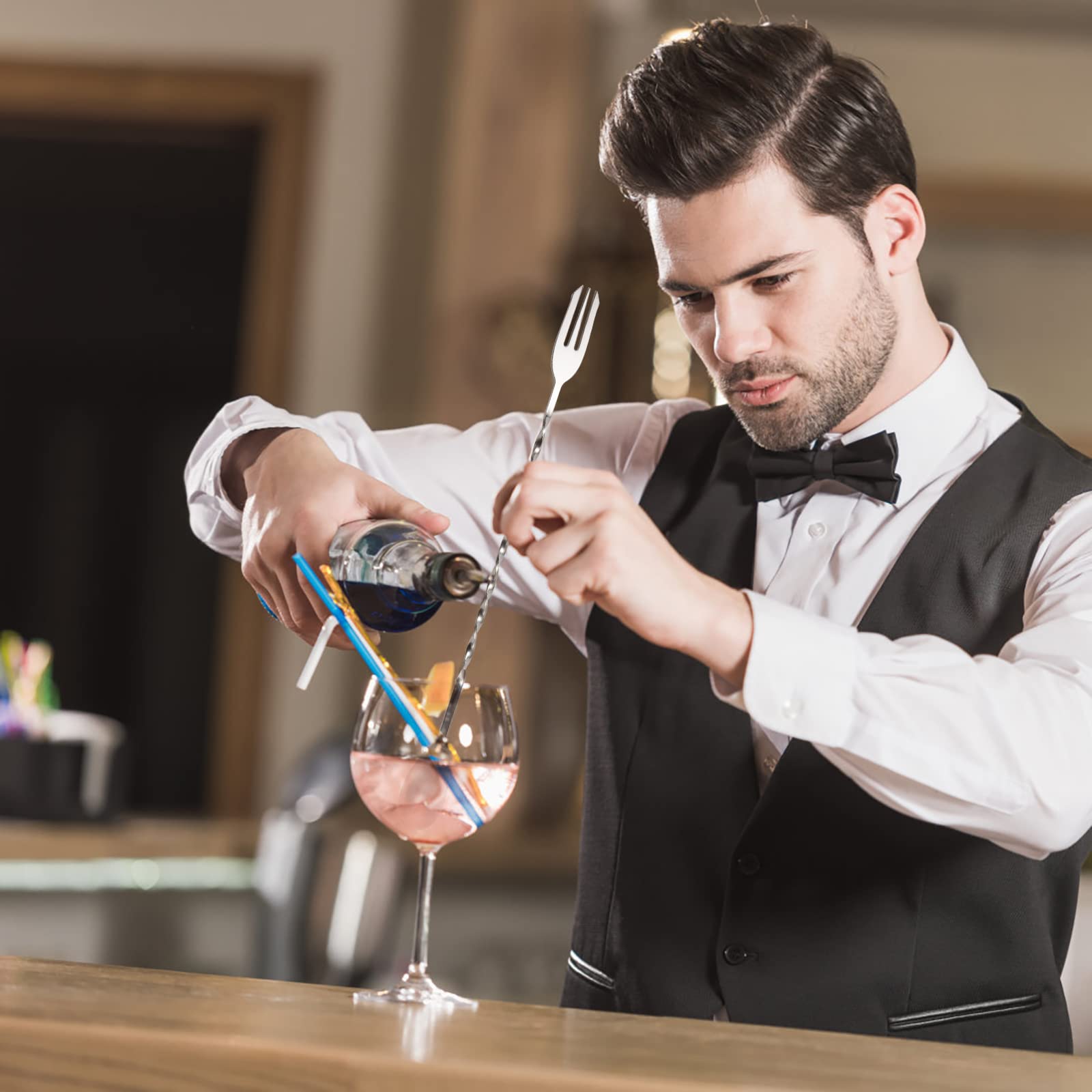 Cucchiaio Da Cocktail In Acciaio Inox – 31 Cm, Manico Lungo A Spirale, Per Mescolare, Stratificare E Servire, Per Bar E Home, Lavabile In Lavastoviglie