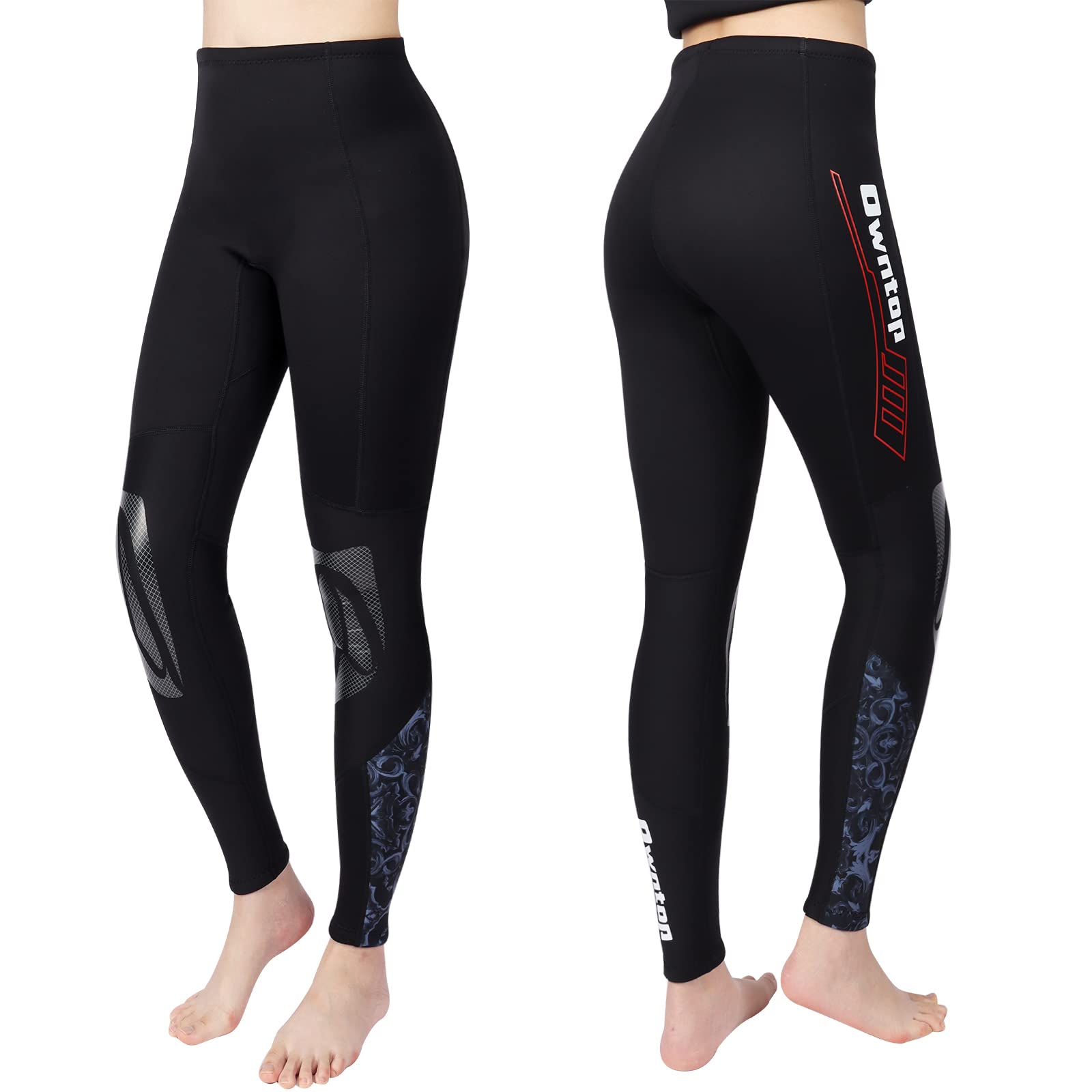 Owntop Hommes Femmes Combinaison Pantalon - 3MM Collants en Néoprène, Combinaison de Plongée Thermique Adultes Jeunes Wetsuits Pants UV 50+ Maillots de Bain