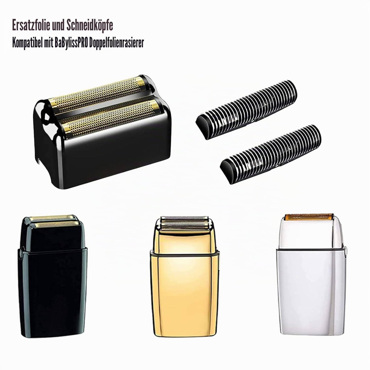 Ersatzscherköpfe kompatibel mit BaByliss Foil Shaver (Black/4)