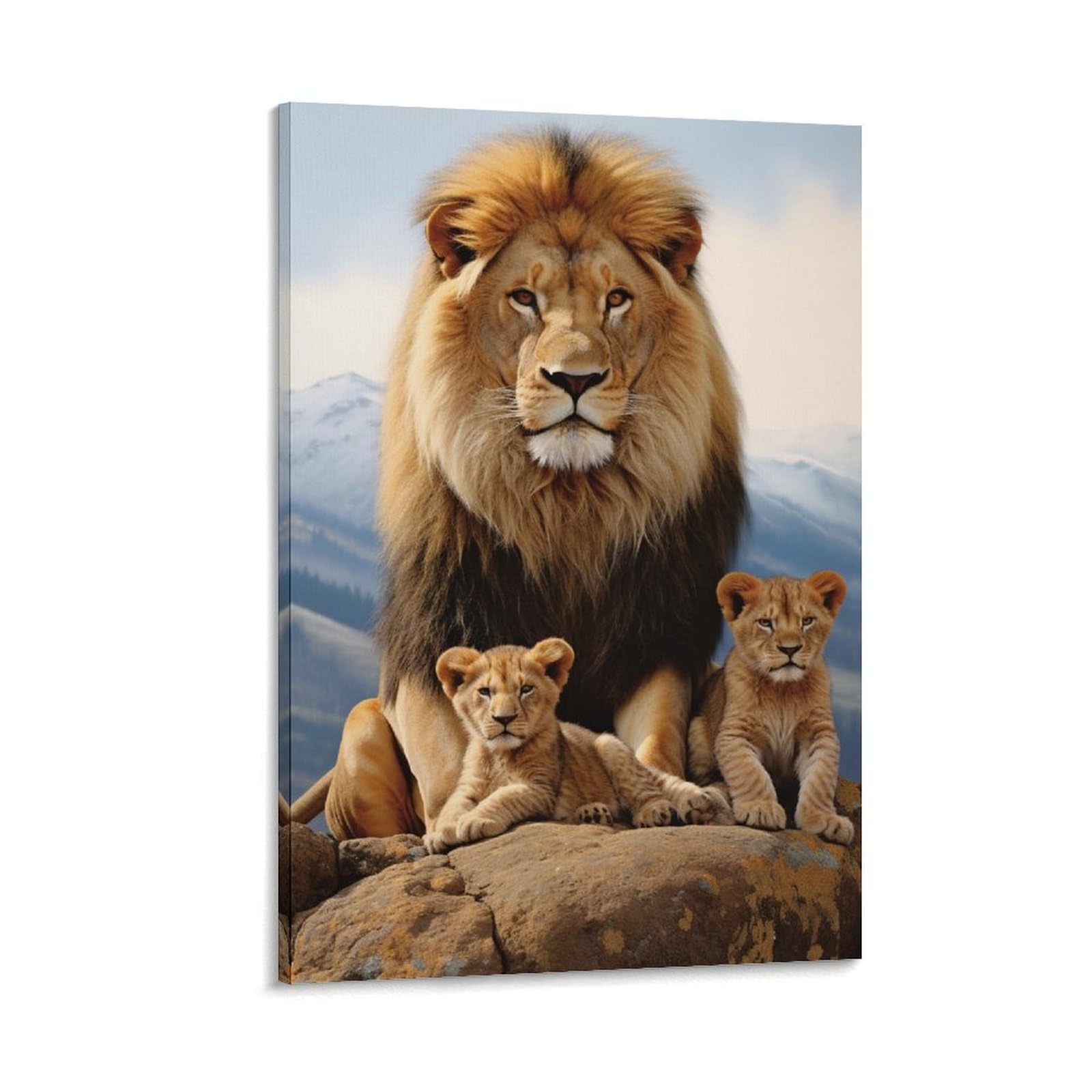 FOCCAR Strong Lion Canvas Wall Decor Vintage Modern Nature Wildlife Landscape Poster Wall Art for Living Room Bedroom Artwork