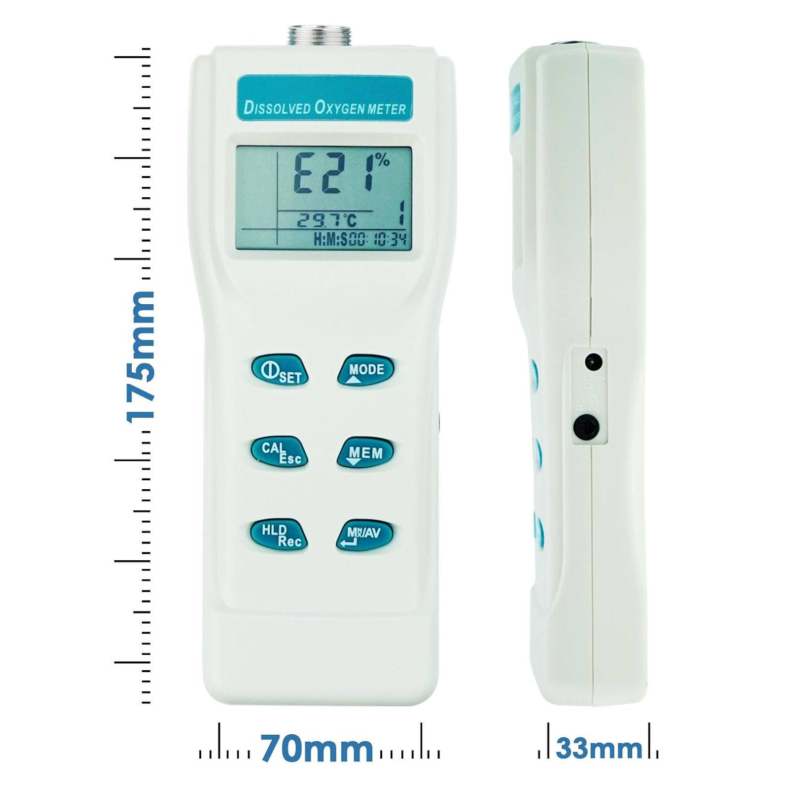Misuratore di PH Portatile, DO Misuratore Multiparametrico Digitale Grande LCD Disciolto Ossigeno con ATC 99 Funzione di Memoria per Acqua Marina Acquacoltura e Coltivazione