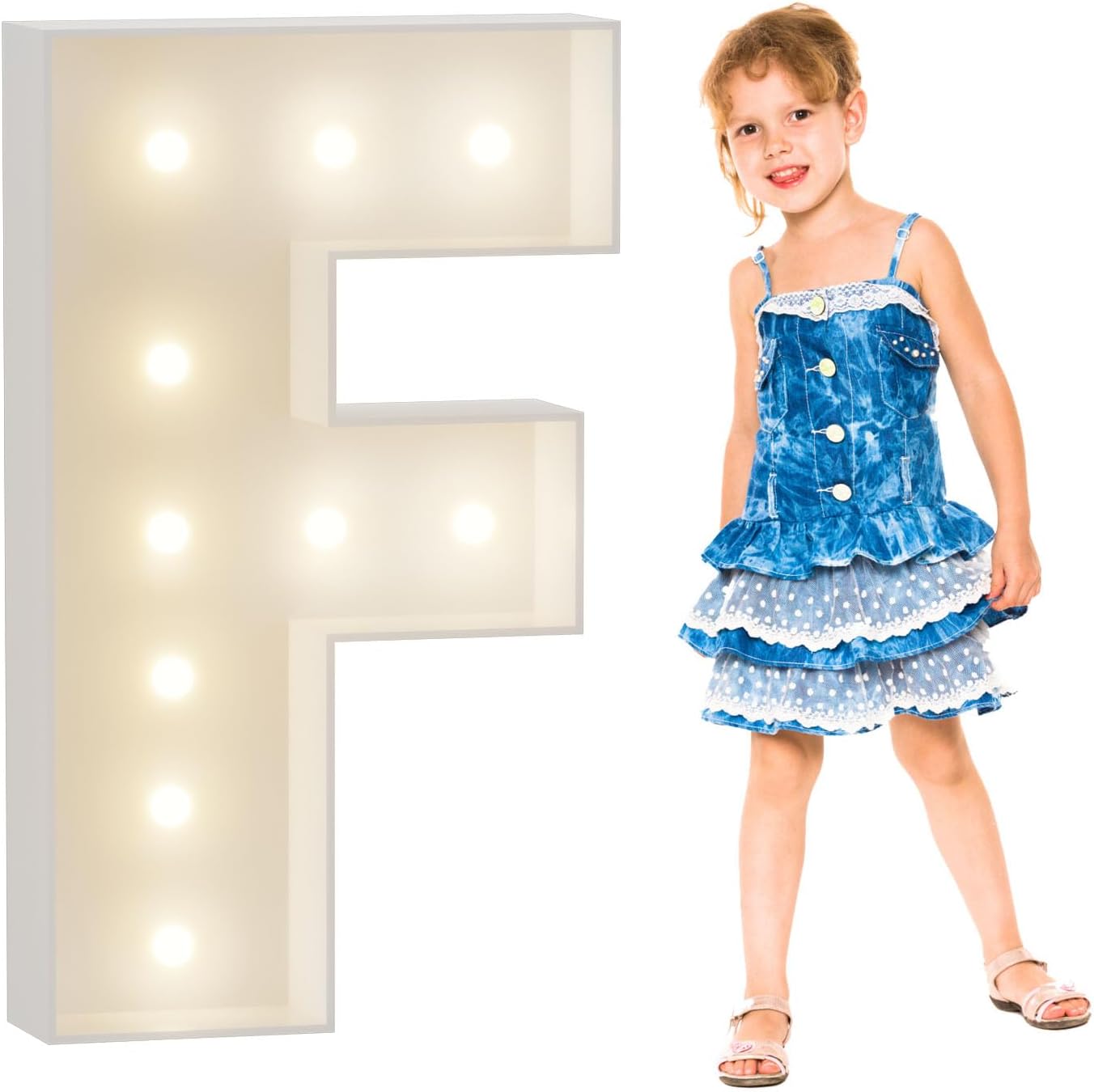 3FT Light Up Letters,Marquee Light Up Letters,Large Mosaic Balloon Frame Letters Pre-cut Foam Board Marquee Light Up Letters DIY Kit for for Birthday Party Wedding Backdrop Decor (Letter F)