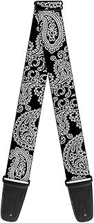 Buckle-Down Guitar Strap, Paisley Black White, 2 Inches Wide