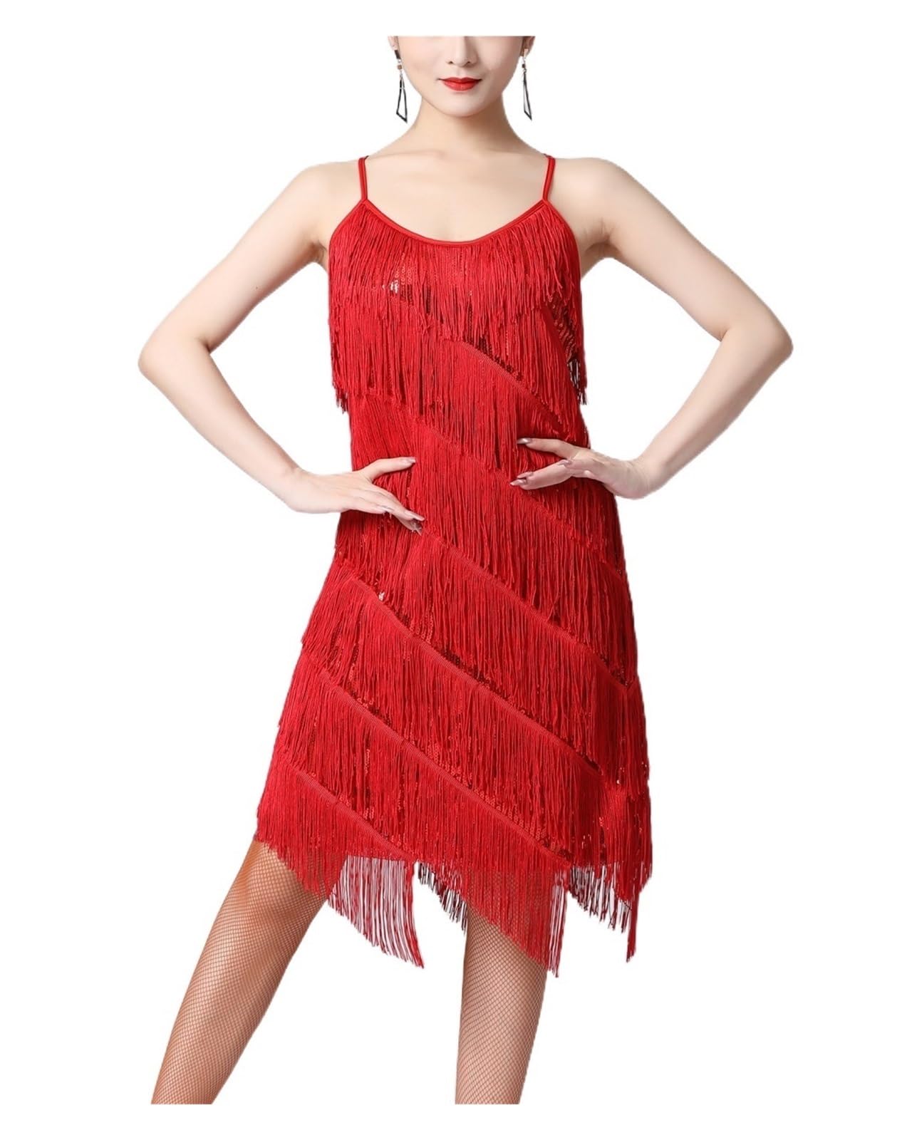 Latein Fransenkleid Damen Pailletten Fransen Flapper Lateinisches Tanzkleid Sexy 1920er Ballsaal Salsa Tango Cha Rumba Samba Kleid Tanzkleidung