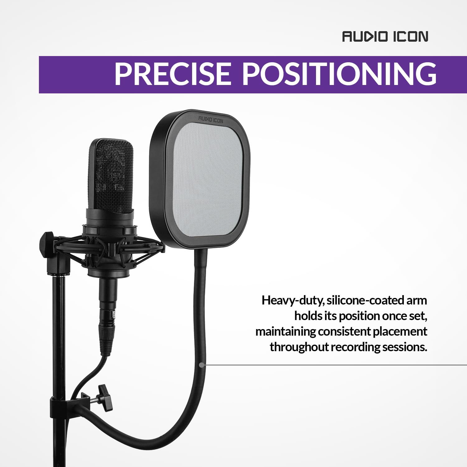 Flex Pro, austauschbarer Mikrofon-Pop-Shield-Filter für Aufnahmen mit robustem, flexiblem Schwanenhals von Audio Icon (Pop-Filterpaket)