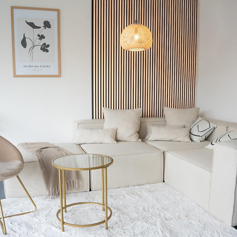 Home Deluxe - Akustikpaneel SONIC Light Oak - 1 Paneel, Holz aus MDF, Filz aus Polyester, auf- und nebeneinader platzierbar I Schallschutzpaneel Akustikplatten Wandpaneel