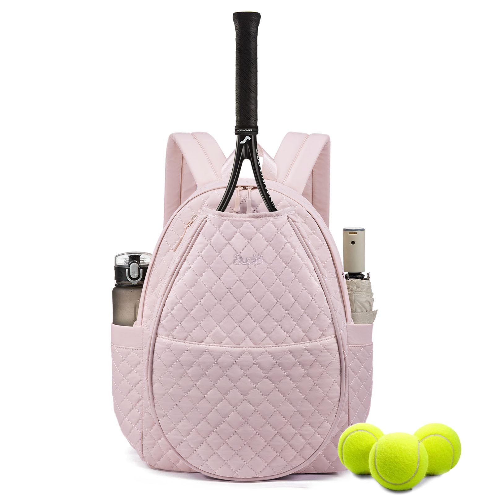 Sucipi Tennis Bags for Women, Quilted Tennis Racket Bag Backpack for Tennis Racquet, Pickleball Paddles, Badminton