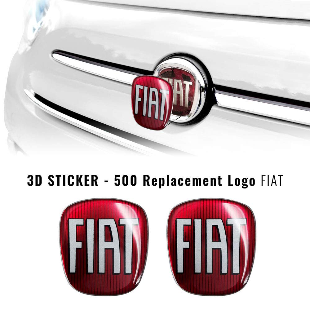 Adesivo 3D Logo Fiat Anteriore E Posteriore Per Fiat 500 - Design Tridimensionale E Flessibile, Colore Rosso - Foto 9