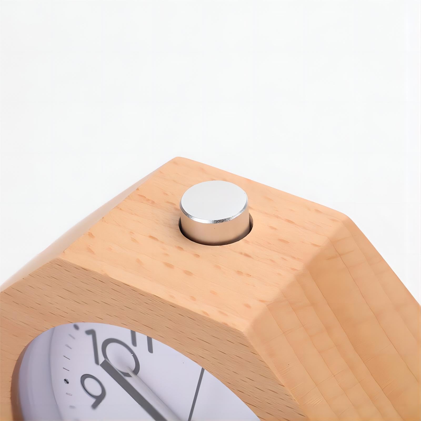 Lancoon Wooden Analog Alarm Clock, Small LED Non-Ticking Quiet with Arabic Numerals Wake Up Light Night Snooze Function Battery Operated Easy to Set for Kids Men Women (Yellow)
