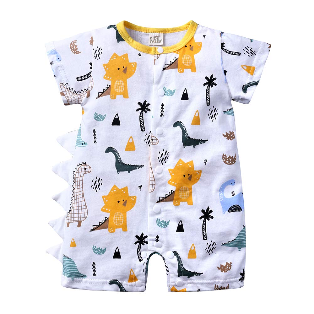 Kids TalesBaby Boy Girls Short Sleeve Dinosaur Onesies Cute Cartoon Snap Romper