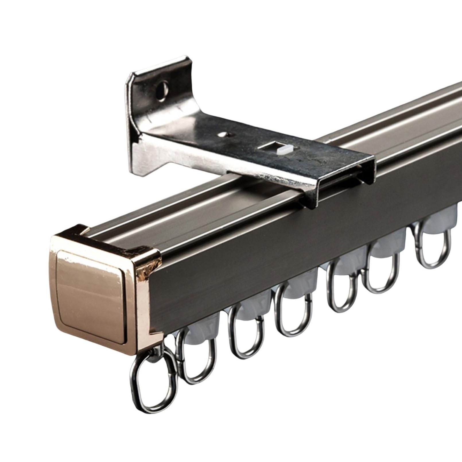 Rail de Rideau Robuste (1 M-6 M) Rail Rideaux Plafond, Rail pour Rideaux Séparateur de Pièces En Aluminium Pour Salon Et Chambre À Coucher(Champagne-Wall,2.8m(2 * 1.4m))