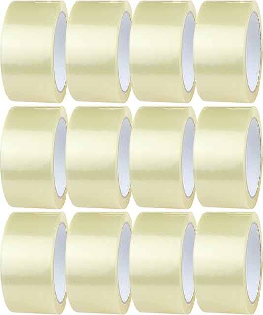 12 Rolls 48mm x 66m Clear Packaging Tape for Parcels, Cardboard Boxes and Cartons