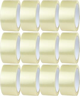 Crimson Starfish Clear Tape 12 Rolls of 48mm x 66m Sellotape Rolls | Clear Packaging Tape for Packing Parcels, Boxes, Cartons, Postage, Moving House | Adhesive Clear Packing Tape | Transparent Tape