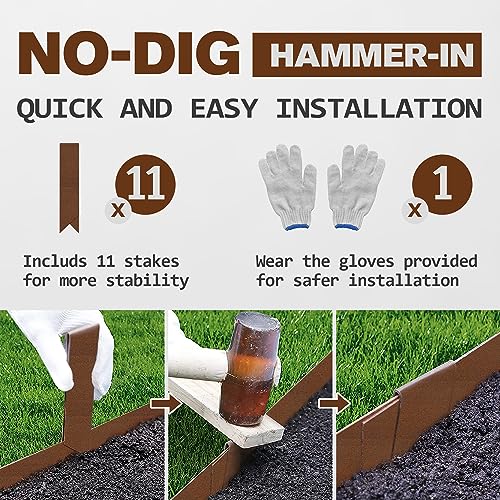 JonesHouseDeco Lawn Edging Border 11.4cm Height 10 Pack Pre-Rusted Cor-Ten Steel Landscape Edging - Image 4