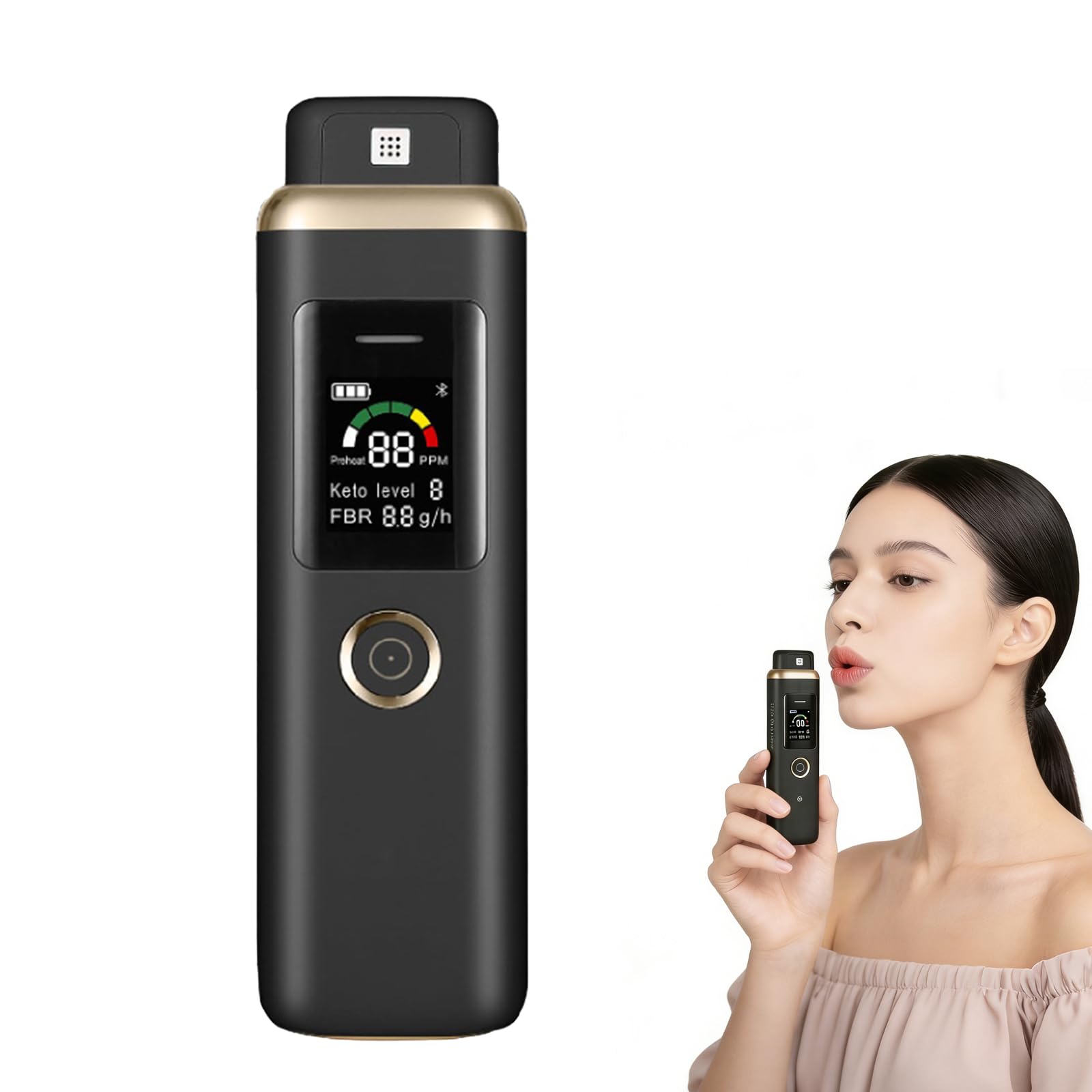 Analizzatore di Chetoni Respiratori, Respiratore Professionale Chetosi, Etilometro Portatile per Chetoni, Misuratore di Chetoni nel Respiro Digitale per Monitorare Chetoni e Livelli di Chetosi